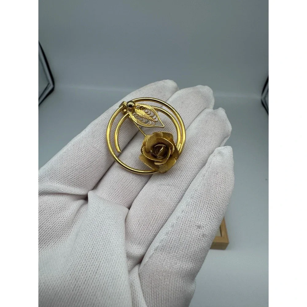 Vintage Signed Brooch Lot of 3 Monet Napier Sarah Coventry Gold Tone Turtle Rose